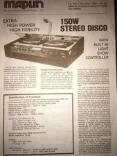 SELTENE MAPLIN 150 Watt Stereo Disco Kit Schaltpläne 1970er/80er Jahre