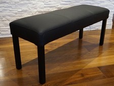 Schwarz 100% Echtleder Sitzbank Leder Hocker Sitz Bank Polsterbank Rindsleder 