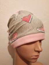 Beanie Mütze mit Chucks Muster , Mädchen Mütze aus  Baumwolljersey , Neu