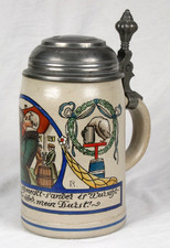 FRANZ RINGER Jugendstil Bierkrug signiert Krug um 1905 Scherzkrug stein RAR!