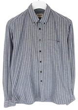 Livid Jeans Shirt Herren Groß Freizeit Geknöpfter Kragen Nadelstreifen