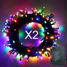 Fairy Lights Battery 2 Pieces 100 LEDs 10 m Colourful, Fairy Lights Outdoor