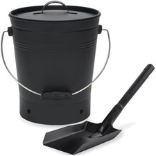 Ash Eimer mit Deckel und Holzgriff Kohleschaufel, Aschenträger Pail Kamin Wer...