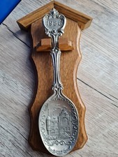 ♦️Zinnlöffel♦️ Jahreslöffel 1986 -  mit Brett  -  Eiche FRIELING