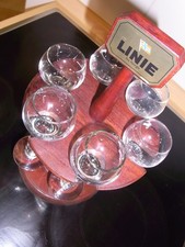 Linie Aquavit 6 Gläser mit Tischständer Original aus Norwegen
