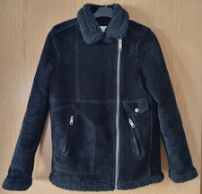 H&M L.O.G.G. Label of Graded Goods Damen Biker Leder Jacke Schwarz Gr. 34 mit Te