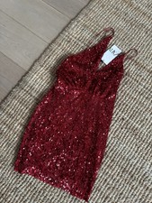 Kleid Silvester Weihnachten Glitzer Pailleten rot festlich Elegant Zara