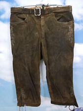 Schön verspeckt Meindl Hirschleder Kniebund Lederhose braun mit Stickerei Gr.48