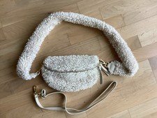 Teddy Kunstfell Bauchtasche Plüsch Umhängetasche Crossbody Tasche creme