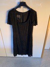 Escada Couture: Schwarzes, besticktes Cocktailkleid in Gr. 36