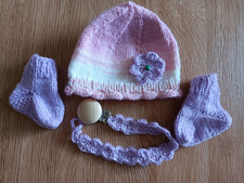 Erstlingsset lila Mütze