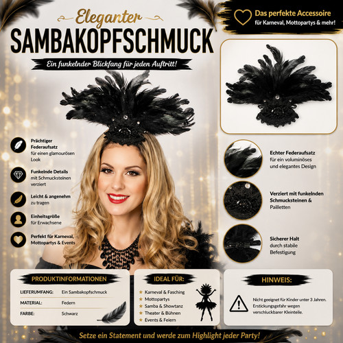 Samba kopfschmuck schwarz mit - samba,