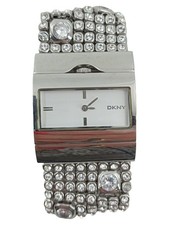 DKNY Damenuhr Armbanduhr Silber Strasssteine Glamourös