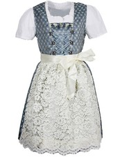 Isar-Trachten Kinder Dirndl "Sarah" 3-tlg. mit Bluse Spitzenschürze 63202 | Blau