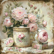 Wandbild Vintage Retro Dosen Shabby Rosen Deko Bild Blumen Wanddeko Dekofliese