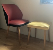 Diner Chair / 50er / Rot/ Kunststoff Lounge Chair Holz Mid-Century Stuhl Sessel