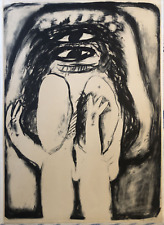 Horst Antes „Weiblicher Kopffüßler“. Schwarz-Weiß-Litho, signiert