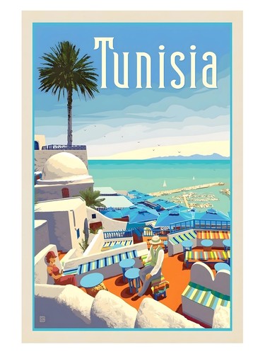 Reiseplakat tunesien - reiseplakat, |