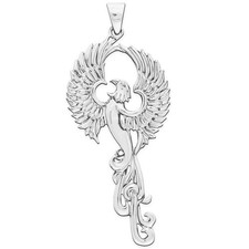 CLEVER SCHMUCK Silberner Anhänger Phönix 34 mm glänzend Echt Silber 925