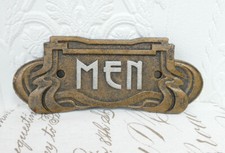 Toilette WC Herren Men Toilettenschild Jugendstil Gusseisen Bronzelook antik