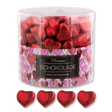150 rote Herzen aus Schokolade
