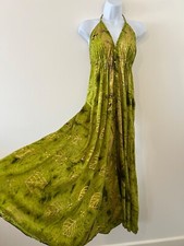 Grünes Kleid lang SEIDE Maxi