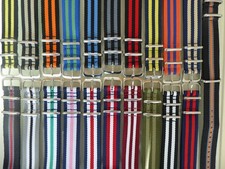 Natoband  20mm  Dornschließe Uhrband 5 Streifen  verschiedene Farben Nylon