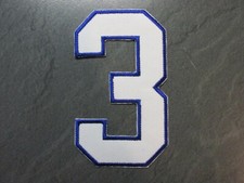 Zahl 3 Stoff Zahlen 10cm  weiß blau Aufbügeln Tricot Zahl   Aufnäher Bügelbild
