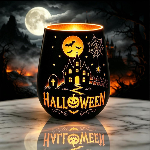 Halloween windlicht glas burg - glas,