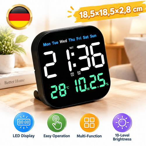 Led wanduhr digitaluhr mit - wanduhr,