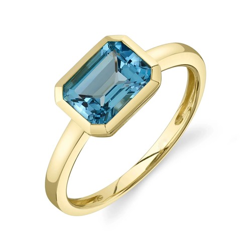 14k gelbgold blauer topas ring - gelbgold,