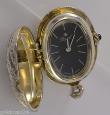 ROYAL Damenuhr Kettenanhänger / Handaufzug / ohne Kette / versilbert