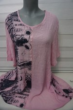 Damen Bluse Oberteil Tunika Gr. 36-38-40-42 , Rosa  ,Blumen, Zipfel