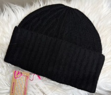 Zwillingsherz 100%Kaschmir schwarz  Grobstrick gerippt Mütze Beanie One Size