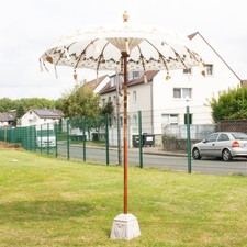 B-Ware Bali Sonnenschirm Balinesischer Schirm 2-teilig ca.180 Ø cm Weiß Gold