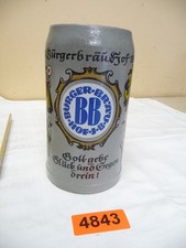 4843.    Alter Steingut Bierkrug  Bürger Bräu Hof Bierkrug   1 L