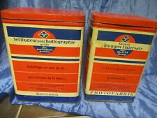 2 x Blechdose , Röntgen  Fixiersalz , AGFA Photo - Fabrik , Bayerwerk Leverkusen