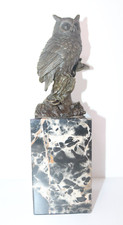 Bronze Skulptur / Figur ,"Eule auf Ast", signiert Milo , H. 28cm , 2,8Kilo /"528