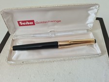 Geha Goldschwinge schwarz 2. Modell 736 "OM" 14ct./585 Kolbenfüller 1970-1981