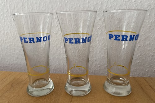 Gläser pernod logo blau - 3x,