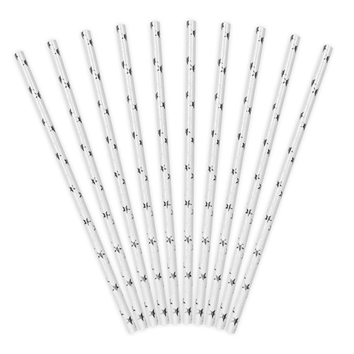 Papierstrohhalme sterne silber - sterne,