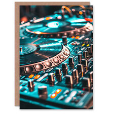 DJ Decks Close Up Plattenspieler Mixing Musik Fan Geburtstagskarte