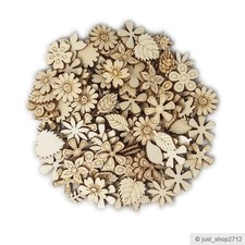 Holz Blumen Blume Blüten Holzblüten Blatt Basteln Streudeko Blätter Herbst Deko