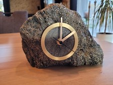 Saulo as Norwegische Vintage Tischuhr aus massivem Messing und Stein 5,7Kg