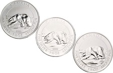 Künker: Kanada, 3 x 8 Dollar 2013, Polar Bär, je 1 1/2 Unzen Feinsilber, Top!