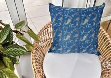 BASSETTI Kissenhülle 60x60 Piazza Dei Normanni B1 Blau KISSEN SATIN Bezug Hülle