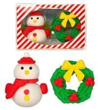 12x Radierer Wintertime 2er Set in Schachtel Schneeman - Weihnachtskranz - 80623