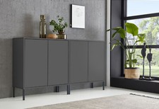 Schuhschrank Sideboard Set Mailand 2, grifflos mit Metallfüßen in Anthrazit 