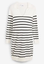 Gestreiftes Umstandskleid aus Strick Gr. 40/42 Wollweiß Schwarz Strickkleid Neu
