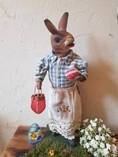 alter Osterhase Frau RARITÄT Candy Container Pappmache Füll Box Groß Masse